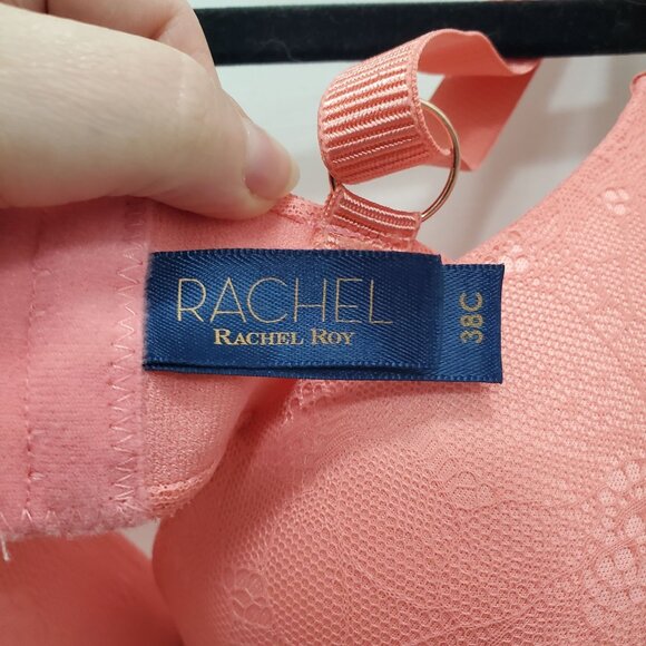 RACHEL Rachel Roy #RR126AX Salmon Lace Underwire Perfect‎ Push Up Bra Size 38C - Picture 5 of 7